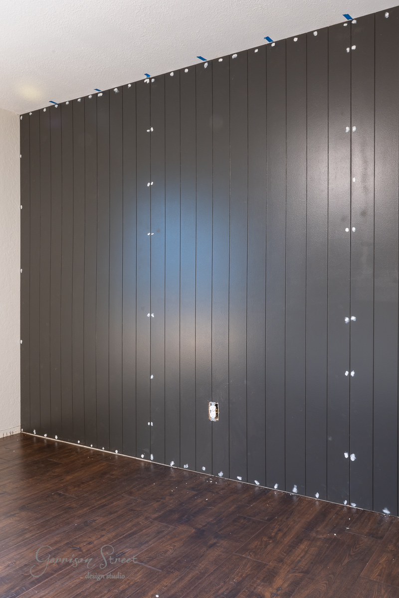 DIY Black Vertical Shiplap Accent Wall Tutorial - Garrison Street ...
